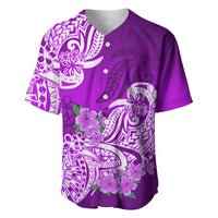 Polynesian Baseball Jersey Pacific Flower Mix Floral Tribal Tattoo Purple Vibe LT9 - Wonder Print Shop