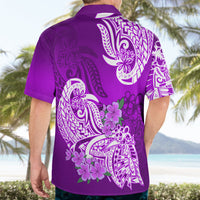 Polynesian Hawaiian Shirt Pacific Flower Mix Floral Tribal Tattoo Purple Vibe - Wonder Print Shop