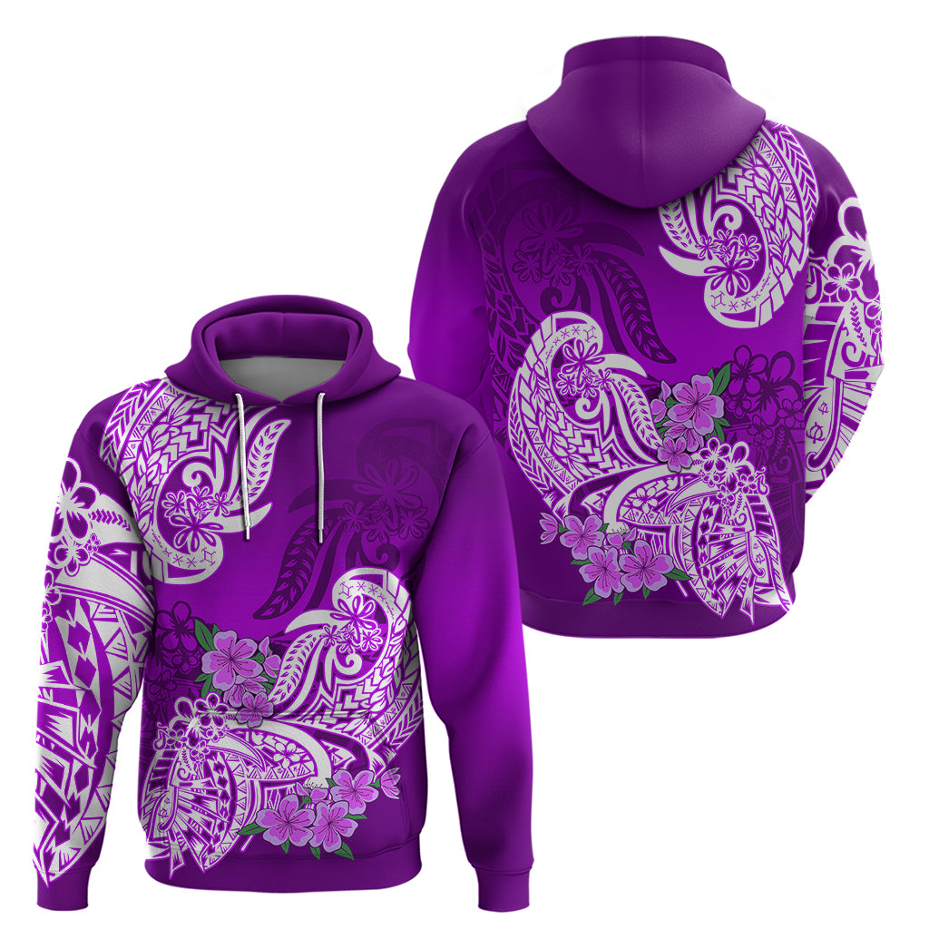 Polynesian Hoodie Pacific Flower Mix Floral Tribal Tattoo Purple Vibe - Wonder Print Shop