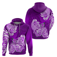 Polynesian Hoodie Pacific Flower Mix Floral Tribal Tattoo Purple Vibe - Wonder Print Shop