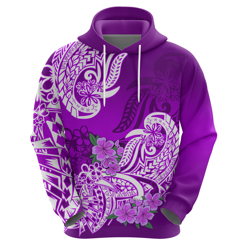 Polynesian Hoodie Pacific Flower Mix Floral Tribal Tattoo Purple Vibe - Wonder Print Shop