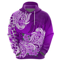 Polynesian Hoodie Pacific Flower Mix Floral Tribal Tattoo Purple Vibe - Wonder Print Shop