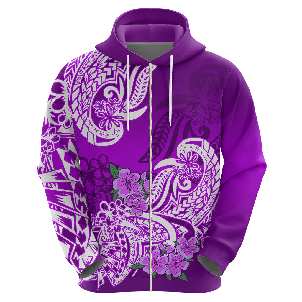 Polynesian Hoodie Pacific Flower Mix Floral Tribal Tattoo Purple Vibe - Wonder Print Shop