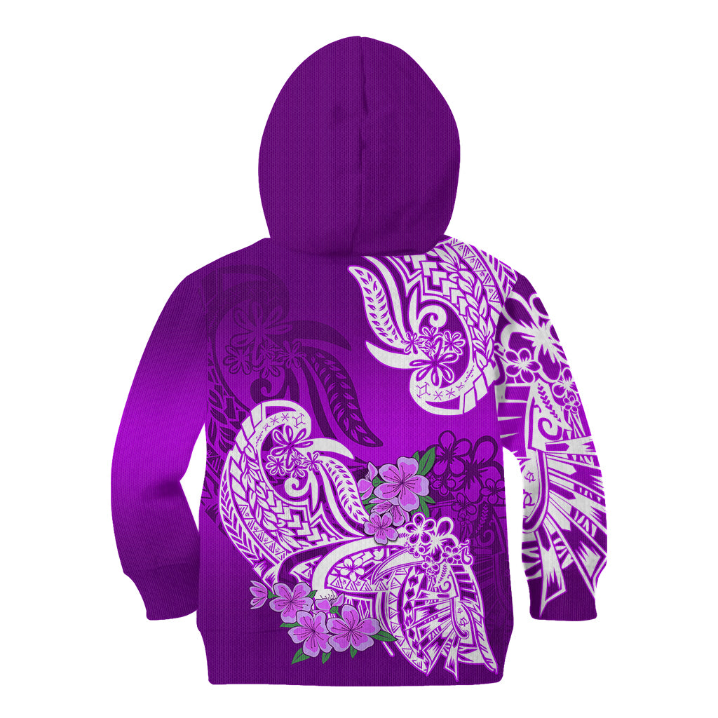 Polynesian Kid Hoodie Pacific Flower Mix Floral Tribal Tattoo Purple Vibe - Wonder Print Shop