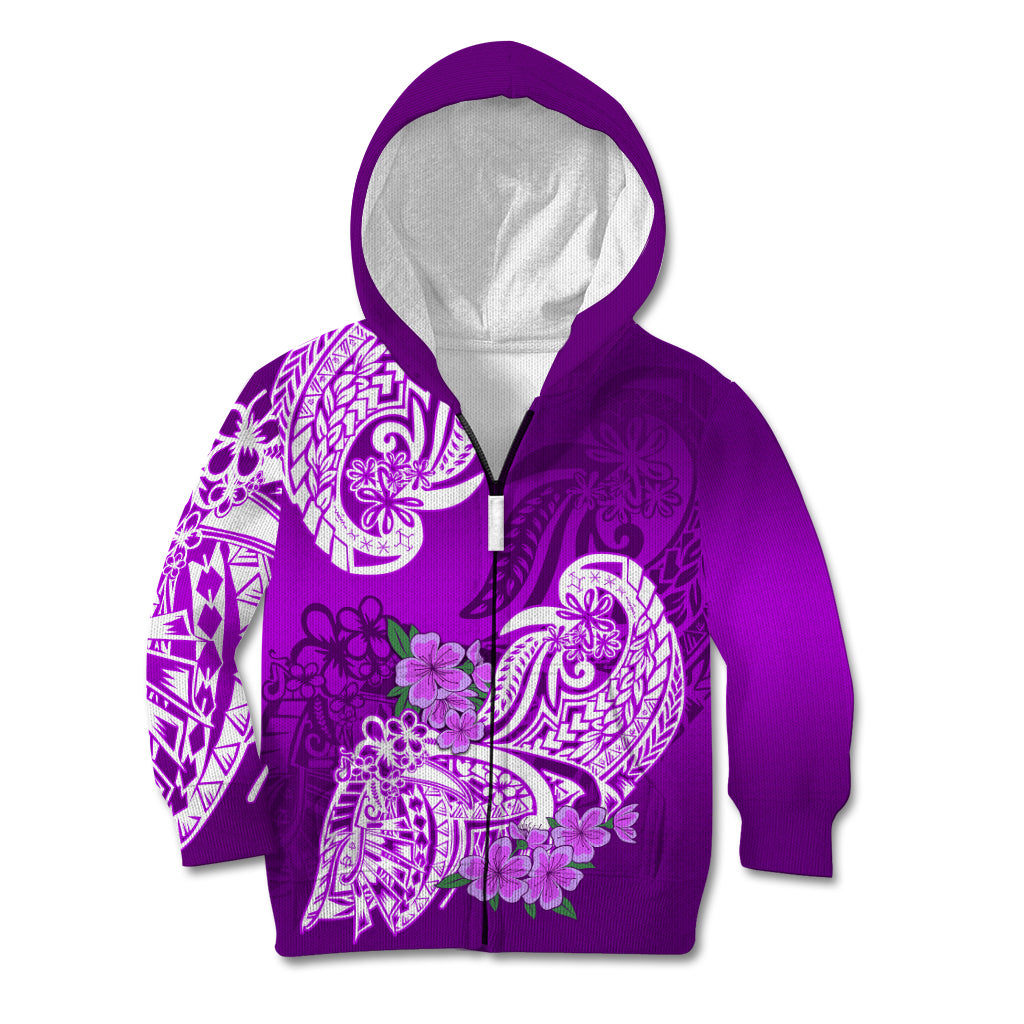 Polynesian Kid Hoodie Pacific Flower Mix Floral Tribal Tattoo Purple Vibe - Wonder Print Shop