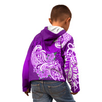 Polynesian Kid Hoodie Pacific Flower Mix Floral Tribal Tattoo Purple Vibe - Wonder Print Shop