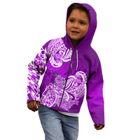 Polynesian Kid Hoodie Pacific Flower Mix Floral Tribal Tattoo Purple Vibe - Wonder Print Shop
