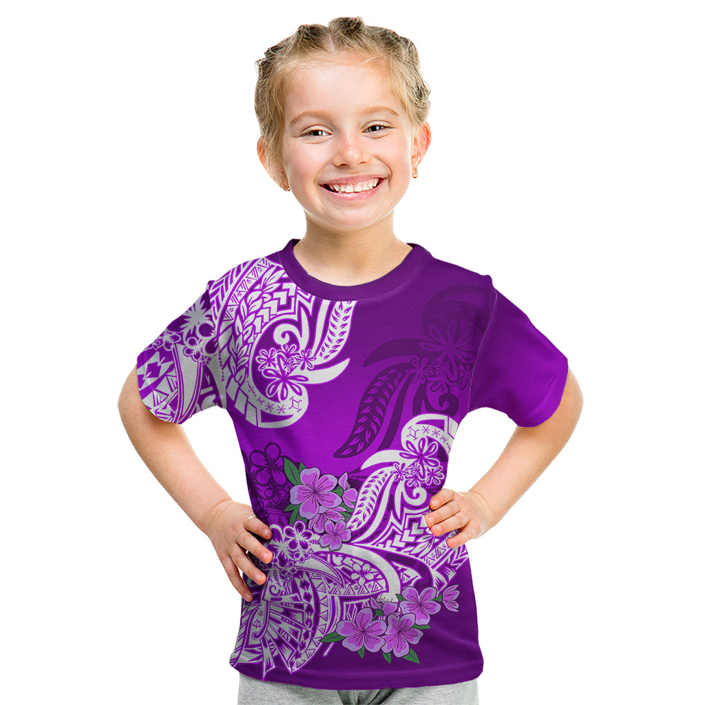 Polynesian Kid T Shirt Pacific Flower Mix Floral Tribal Tattoo Purple Vibe - Wonder Print Shop