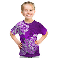 Polynesian Kid T Shirt Pacific Flower Mix Floral Tribal Tattoo Purple Vibe - Wonder Print Shop