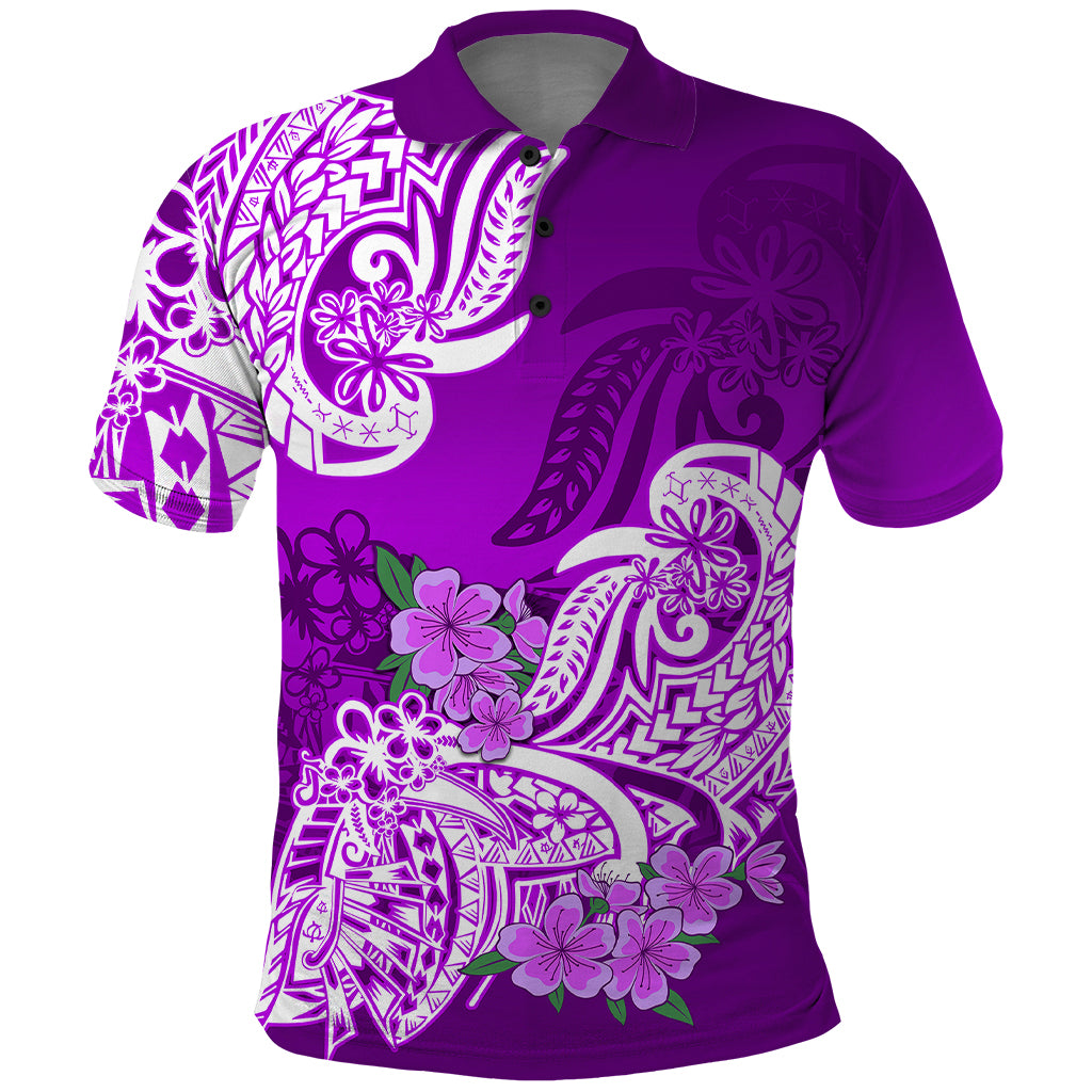 Polynesian Polo Shirt Pacific Flower Mix Floral Tribal Tattoo Purple Vibe - Wonder Print Shop