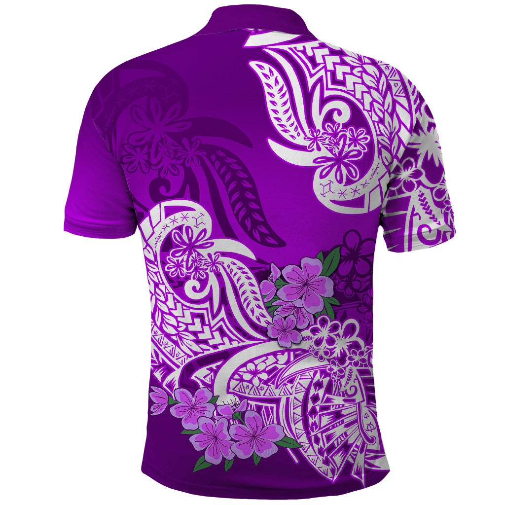 Polynesian Polo Shirt Pacific Flower Mix Floral Tribal Tattoo Purple Vibe - Wonder Print Shop