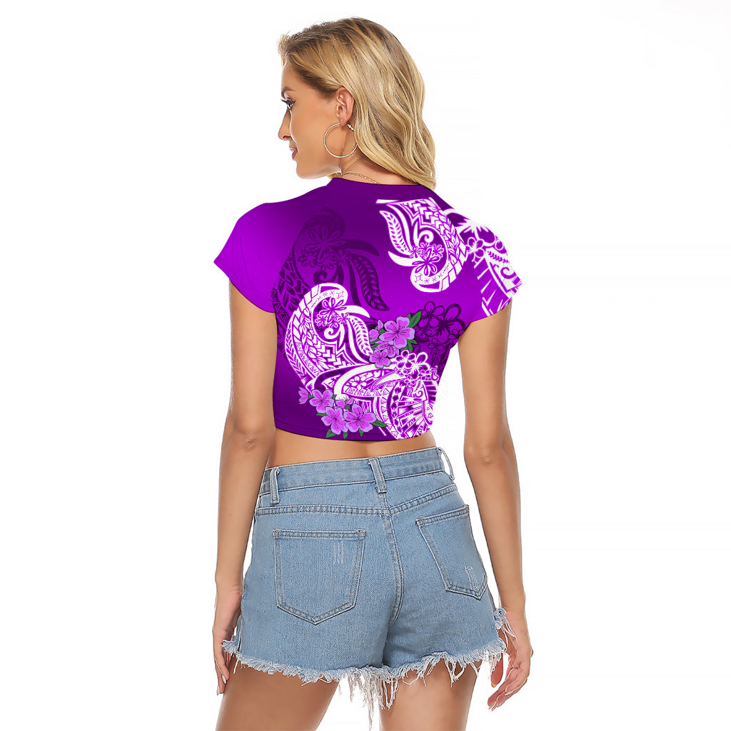 Polynesian Raglan Cropped T Shirt Pacific Flower Mix Floral Tribal Tattoo Purple Vibe - Wonder Print Shop