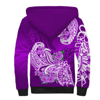 Polynesian Sherpa Hoodie Pacific Flower Mix Floral Tribal Tattoo Purple Vibe - Wonder Print Shop