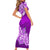 Polynesian Short Sleeve Bodycon Dress Pacific Flower Mix Floral Tribal Tattoo Purple Vibe - Wonder Print Shop