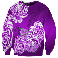 Polynesian Sweatshirt Pacific Flower Mix Floral Tribal Tattoo Purple Vibe - Wonder Print Shop