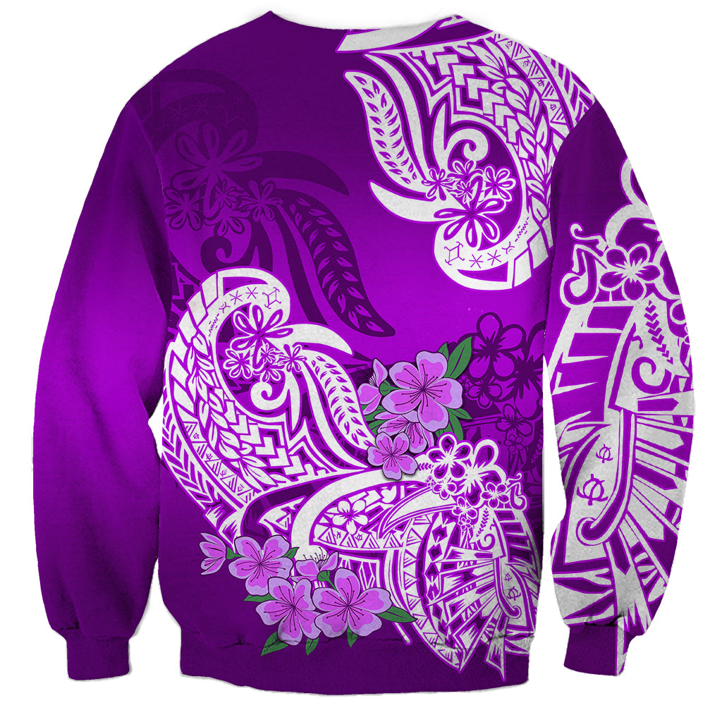 Polynesian Sweatshirt Pacific Flower Mix Floral Tribal Tattoo Purple Vibe - Wonder Print Shop