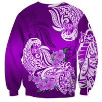 Polynesian Sweatshirt Pacific Flower Mix Floral Tribal Tattoo Purple Vibe - Wonder Print Shop