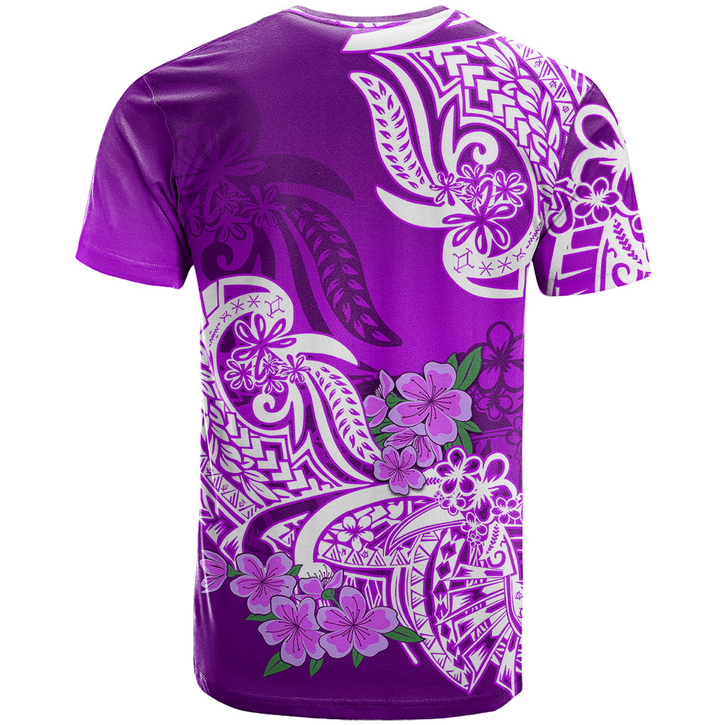 Polynesian T Shirt Pacific Flower Mix Floral Tribal Tattoo Purple Vibe - Wonder Print Shop