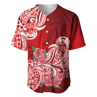 Polynesian Baseball Jersey Pacific Flower Mix Floral Tribal Tattoo Red Vibe LT9 - Wonder Print Shop