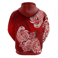 Polynesian Hoodie Pacific Flower Mix Floral Tribal Tattoo Red Vibe - Wonder Print Shop