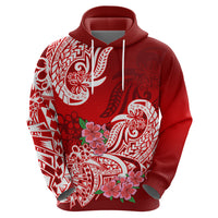 Polynesian Hoodie Pacific Flower Mix Floral Tribal Tattoo Red Vibe - Wonder Print Shop