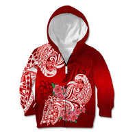 Polynesian Kid Hoodie Pacific Flower Mix Floral Tribal Tattoo Red Vibe - Wonder Print Shop