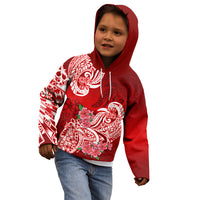 Polynesian Kid Hoodie Pacific Flower Mix Floral Tribal Tattoo Red Vibe - Wonder Print Shop