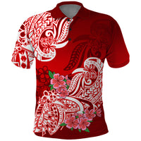 Polynesian Polo Shirt Pacific Flower Mix Floral Tribal Tattoo Red Vibe - Wonder Print Shop