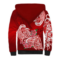 Polynesian Sherpa Hoodie Pacific Flower Mix Floral Tribal Tattoo Red Vibe - Wonder Print Shop