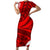 Polynesian Short Sleeve Bodycon Dress Pacific Flower Mix Floral Tribal Tattoo Red Vibe - Wonder Print Shop