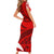 Polynesian Short Sleeve Bodycon Dress Pacific Flower Mix Floral Tribal Tattoo Red Vibe - Wonder Print Shop