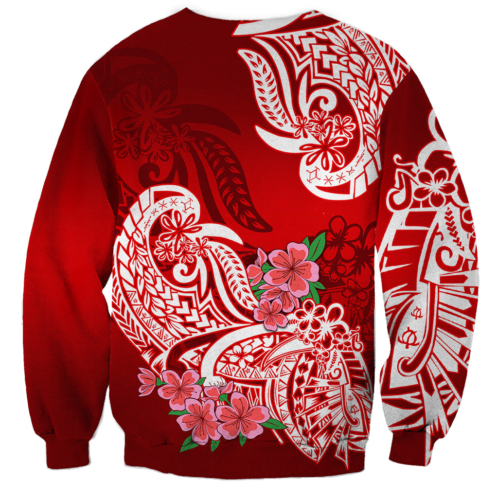 Polynesian Sweatshirt Pacific Flower Mix Floral Tribal Tattoo Red Vibe - Wonder Print Shop