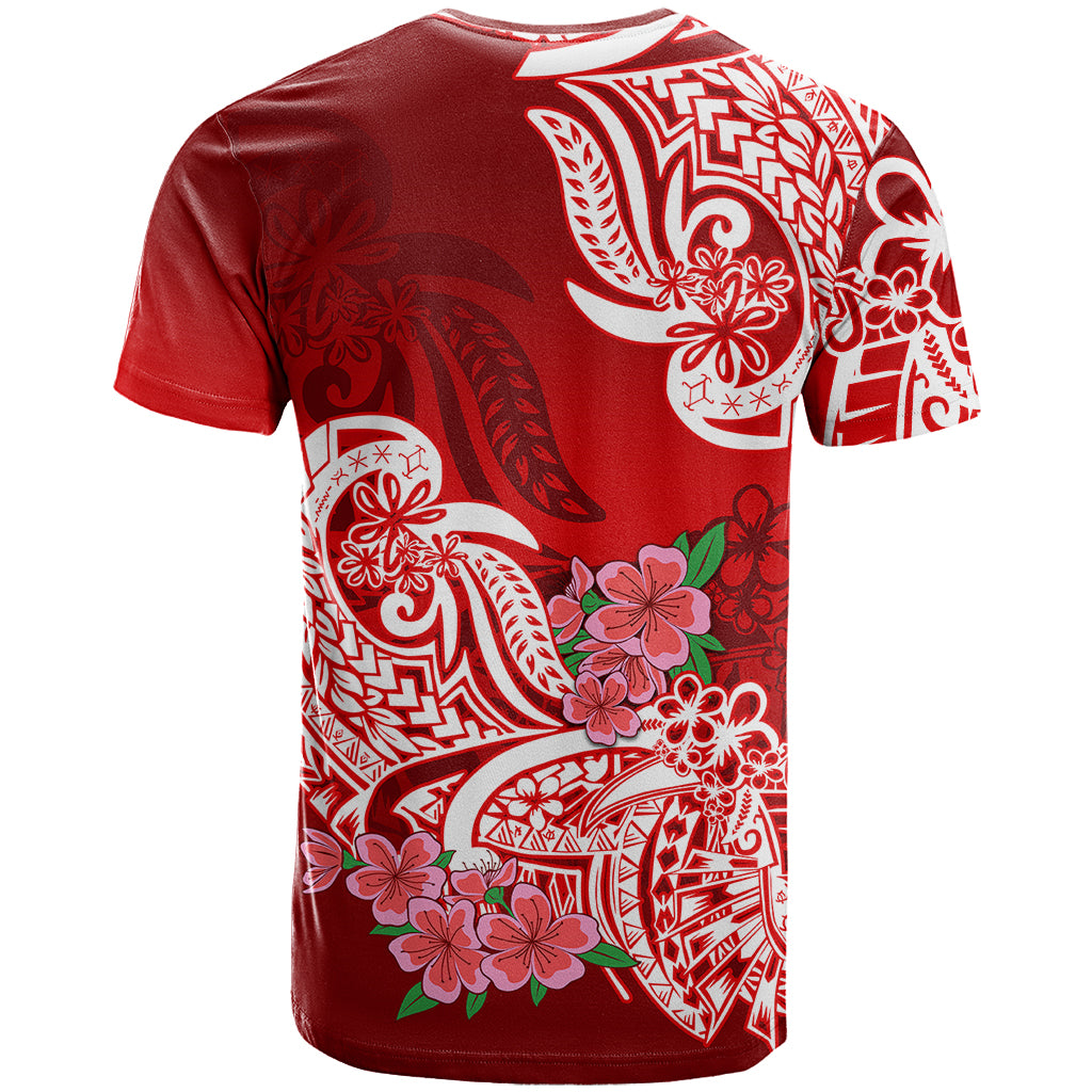 Polynesian T Shirt Pacific Flower Mix Floral Tribal Tattoo Red Vibe - Wonder Print Shop
