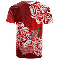 Polynesian T Shirt Pacific Flower Mix Floral Tribal Tattoo Red Vibe - Wonder Print Shop