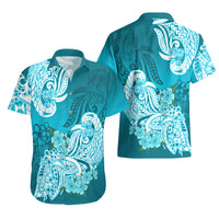 Polynesian Hawaiian Shirt Pacific Flower Mix Floral Tribal Tattoo Aqua Vibe - Wonder Print Shop