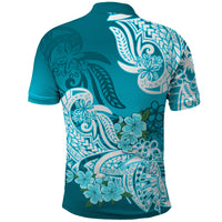 Polynesian Polo Shirt Pacific Flower Mix Floral Tribal Tattoo Aqua Vibe - Wonder Print Shop
