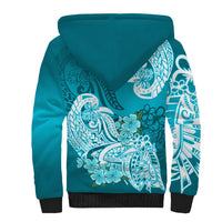 Polynesian Sherpa Hoodie Pacific Flower Mix Floral Tribal Tattoo Aqua Vibe - Wonder Print Shop