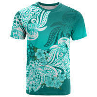 Polynesian T Shirt Pacific Flower Mix Floral Tribal Tattoo Turquoise Vibe - Wonder Print Shop