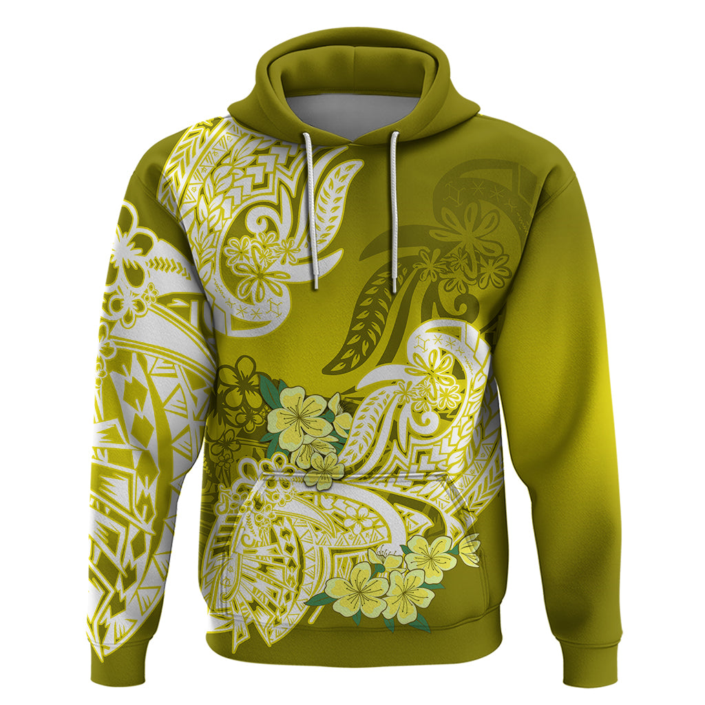 Polynesian Hoodie Pacific Flower Mix Floral Tribal Tattoo Yellow Vibe - Wonder Print Shop