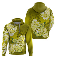 Polynesian Hoodie Pacific Flower Mix Floral Tribal Tattoo Yellow Vibe - Wonder Print Shop