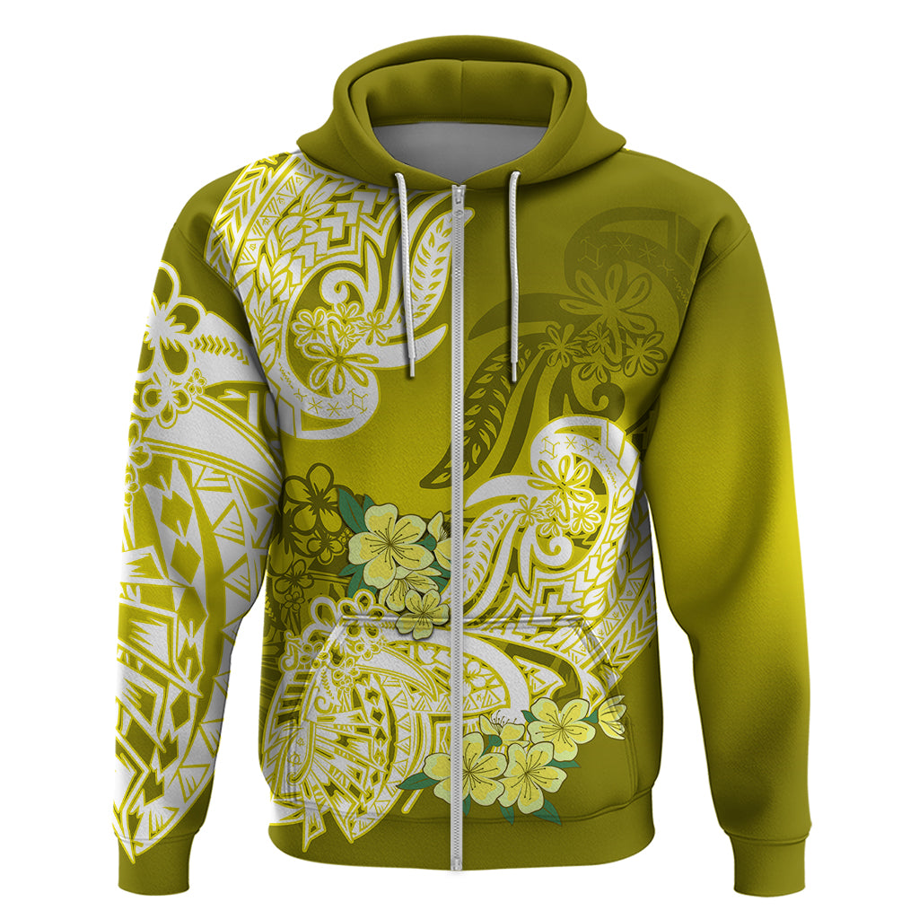 Polynesian Hoodie Pacific Flower Mix Floral Tribal Tattoo Yellow Vibe - Wonder Print Shop