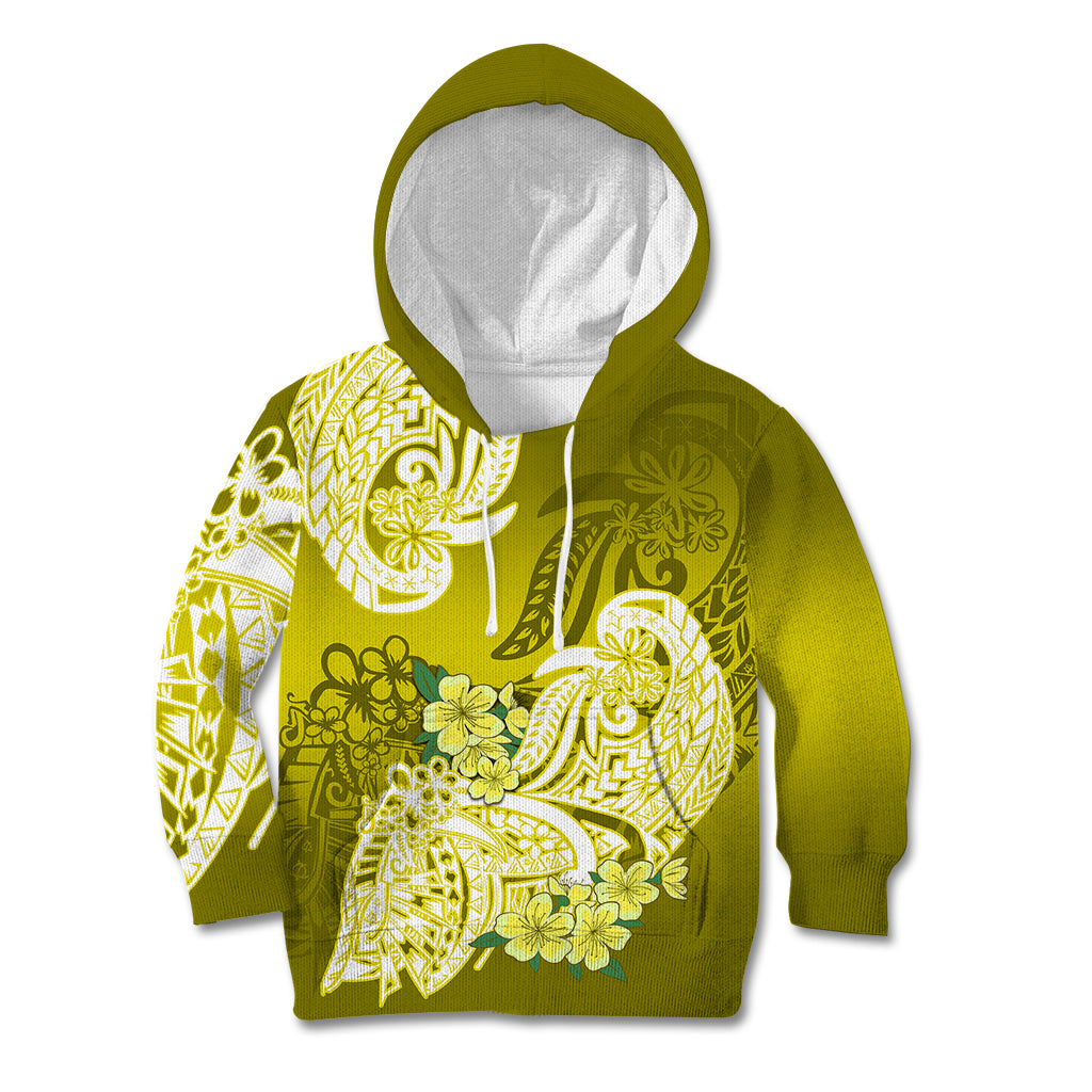 Polynesian Kid Hoodie Pacific Flower Mix Floral Tribal Tattoo Yellow Vibe - Wonder Print Shop