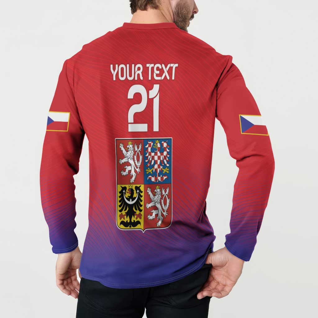Custom Czech Republic Button Sweatshirt Unique Double Tailed Lion LT9 - Wonder Print Shop