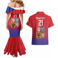 Custom Czech Republic Couples Matching Mermaid Dress and Hawaiian Shirt Unique Double Tailed Lion LT9 - Wonder Print Shop