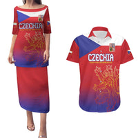 Custom Czech Republic Couples Matching Puletasi and Hawaiian Shirt Unique Double Tailed Lion LT9 - Wonder Print Shop