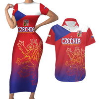 Custom Czech Republic Couples Matching Short Sleeve Bodycon Dress and Hawaiian Shirt Unique Double Tailed Lion LT9 - Wonder Print Shop