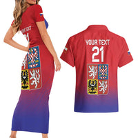 Custom Czech Republic Couples Matching Short Sleeve Bodycon Dress and Hawaiian Shirt Unique Double Tailed Lion LT9 - Wonder Print Shop