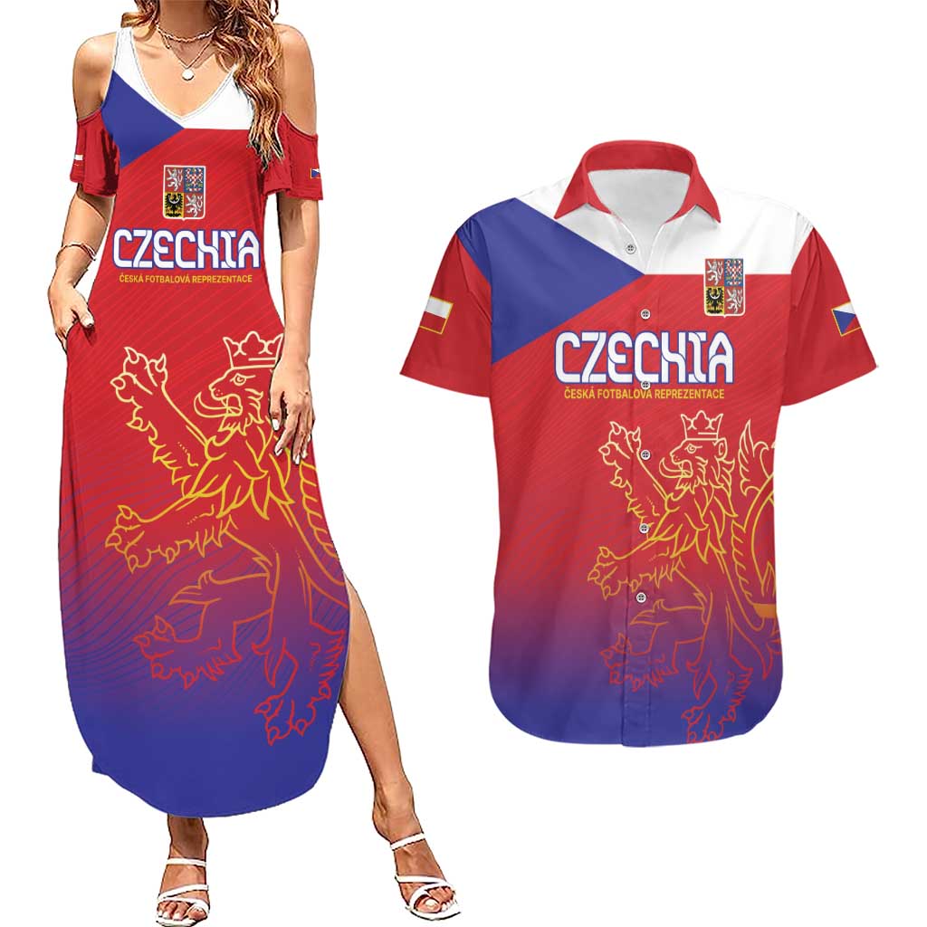 Custom Czech Republic Couples Matching Summer Maxi Dress and Hawaiian Shirt Unique Double Tailed Lion LT9 - Wonder Print Shop