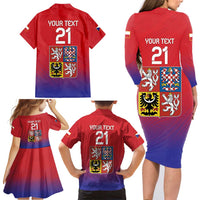 Custom Czech Republic Family Matching Long Sleeve Bodycon Dress and Hawaiian Shirt Unique Double Tailed Lion LT9 - Wonder Print Shop