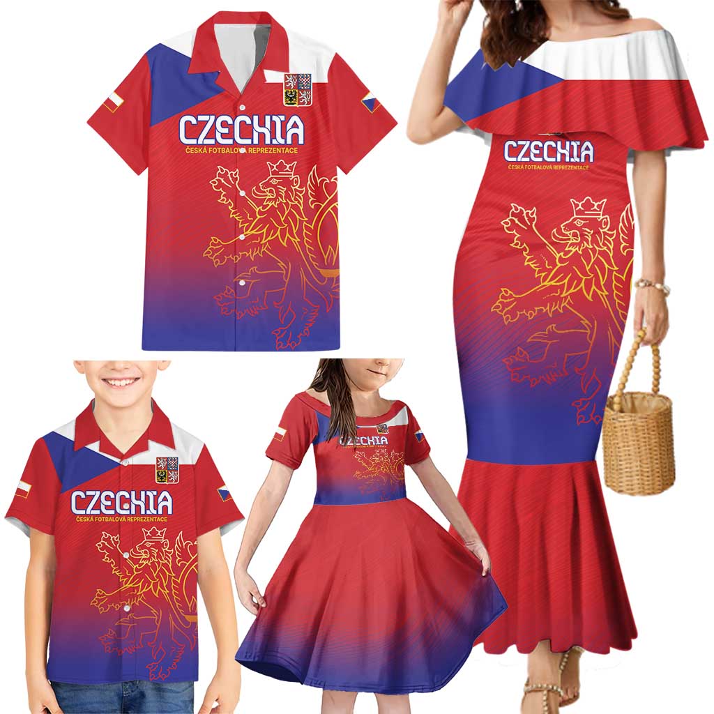 Custom Czech Republic Family Matching Mermaid Dress and Hawaiian Shirt Unique Double Tailed Lion LT9 - Wonder Print Shop